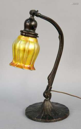 Handel Desk Lamp, with bronze adjustable base on round