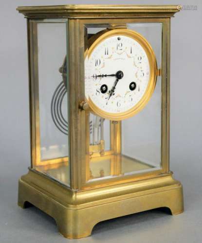 Tiffany and Company French Mantle Clock, having brass