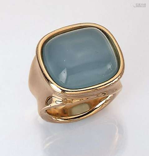 Solid 14 kt gold ring with aquamarine