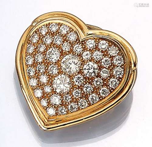 18 kt gold heart pendant with brilliants
