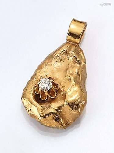 18 kt gold pendant 'Nugget' with brilliant