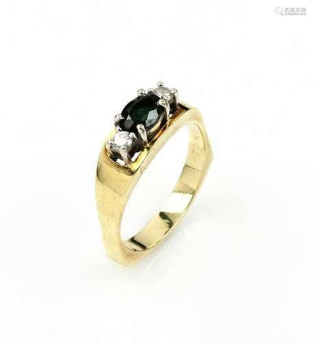 14 kt gold ring with tourmaline and brilliants