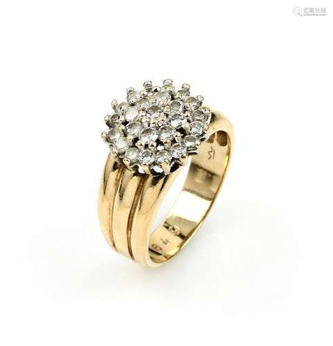 14 kt gold blossom ring with brilliants