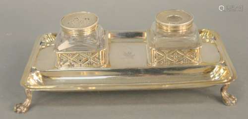 A George I Silver Inkstand, London 1764, the oblong