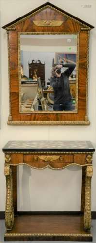 Pair of French Empire Style Console Tables And Mirrors,