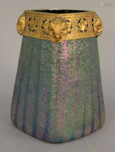 Loetz Art Glass Vase, square form with purple