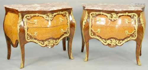 Pair of Louis XV Style Commode, zebrawood, kingwood,