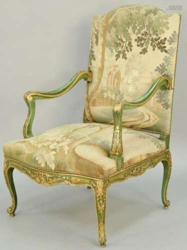 French Open Armchairs, tapestry upholstered, parcel