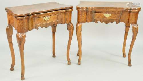 Pair of Dutch Walnut And Burl Walnut Game Tables,