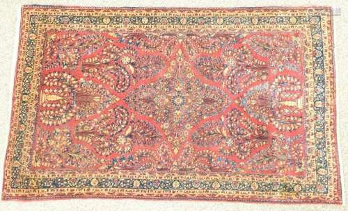 Sarouk Oriental Throw Rug. 4' 2