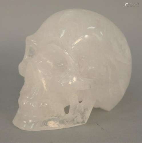 Carved Rock Crystal Skull, 20th century. height 6