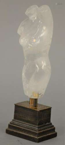 Small Rock Crystal Nude Torso, female nude, mounted on