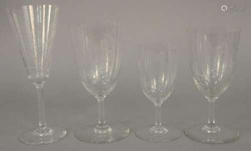 A Baccarat Etched-Glass Part Drinkware Service, etched