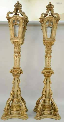 Pair of Italian Baroque Style Floor Lanterns, venetian