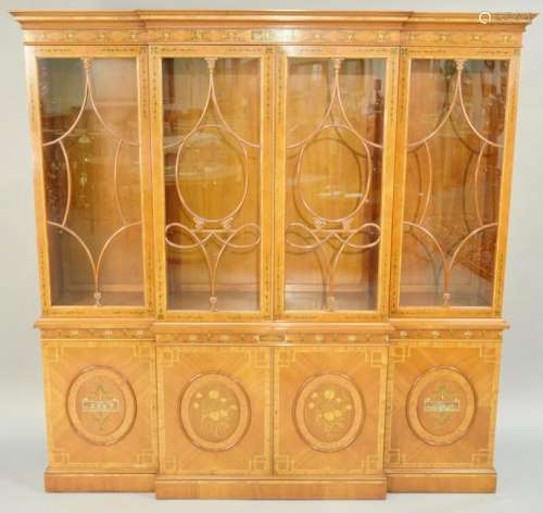 George III Style Paint Decorated Mahogany and Satinwood