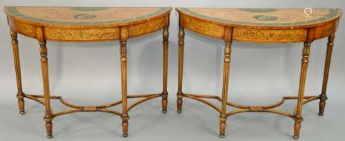 Pair of George III Style Paint Decorated Fruitwood And