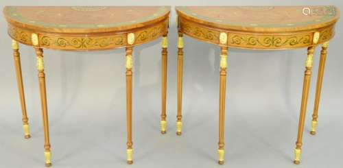Pair of George III Style Paint Decorated and Parcel