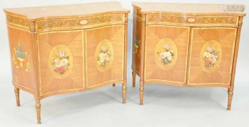 Pair of George III Style Paint Decorated Mahogany and