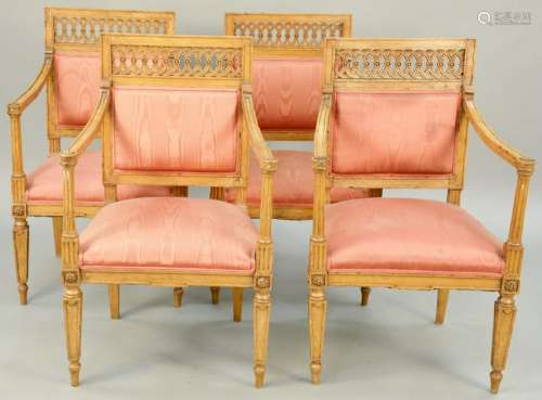 Set of Four Italian Neoclassical Armchairs, having