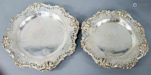Two Sterling Silver Chop Plates, two sizes having