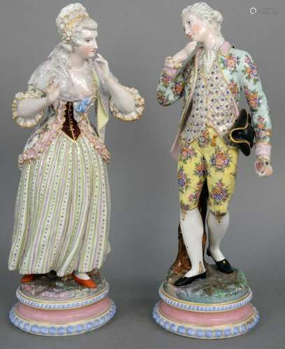 Pair of Meissen Porcelain Standing Figures, 19th