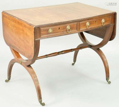A Regency Mahogany and Rosewood Sofa Table, Charles X