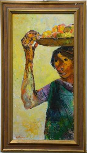 Eduardo Kingman (1913 - 1994), figure holding fruit