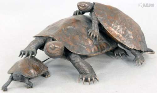 Japanese Bronze Turtle Group, Meiji period, high