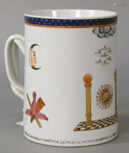 Large Chinese Export Masonic Mug, 18th century cobart