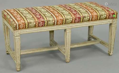 Louis XVI Bench, upholstered seat on rectangle base