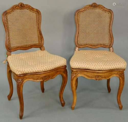 Group of Nine Louis XV Side Chairs, carved beechwood