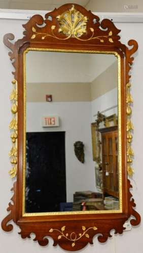 Margolis Mahogany Chippendale Style Mirror, having