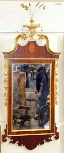 Margolis Mahogany Federal Style Mirror, having gilt urn