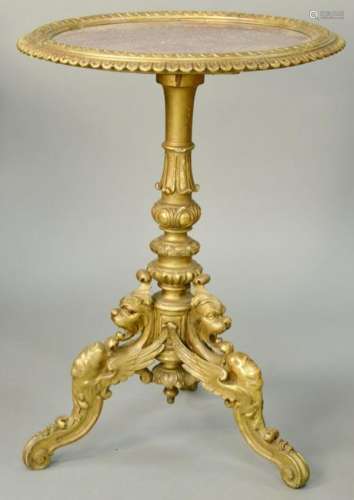 French Carved and Giltwood Circular Marble Top Stand,