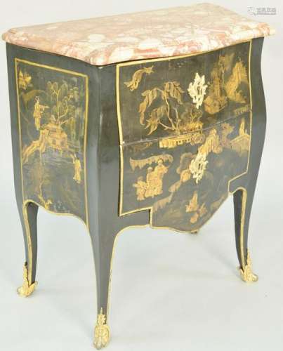 Francois Reizell Louis XV Japanned Marble Top Commode,