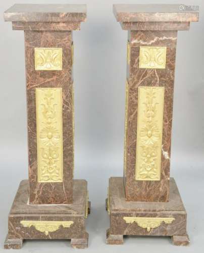 Pair of Louis XV Style Marble Pedestals, later 19th