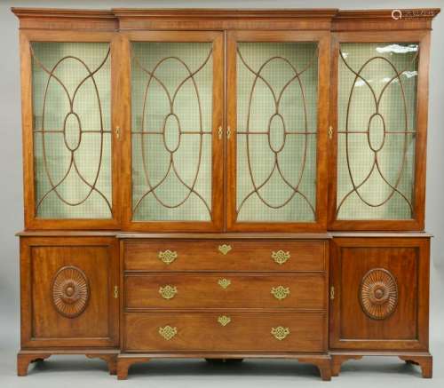 George III Style Mahogany Breakfront Bookcase, with