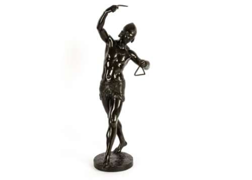After Baron Charles Arthur Bourgeois (1838 - 1886) bronze figure of an Egyptian musician, with