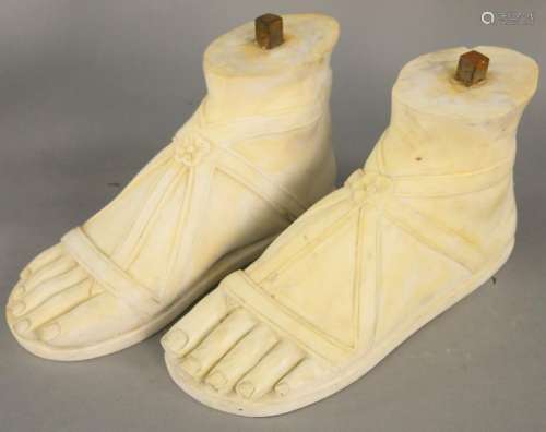 Pair of Large Carved Italian Carrara Marble Feet,