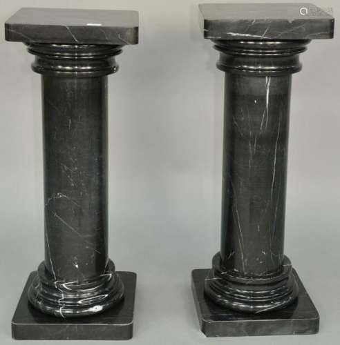 Pair of Black Marble Pedestals, 20th century. height 37