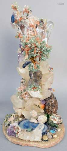 Grotto Rock Crystal Sculpture Vase, having amethyst,