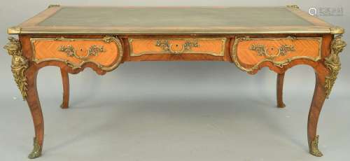 Louis XV Style Bureau Plat, kingwood and mahogany
