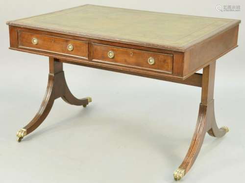 George III Library Table, with gilt embossed inset,