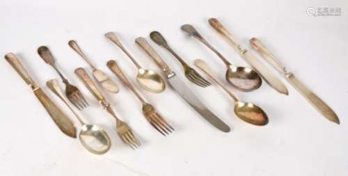 A large quantity of silver plated flatware, consisting of dessert spoons, knives, forks, teaspoons
