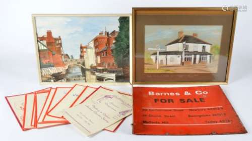 Of local interest: A selection of Newbury related collectables, including a metal Barnes and Co 'For