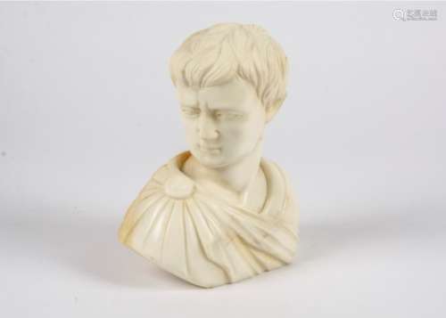 A marble bust of a Roman Emperor, height 18cm