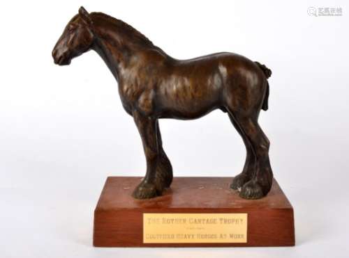 A 20th Century 'Rother Cartage Trophy' for 'Coltfield Heavy Horses at Work', featuring a resin shire