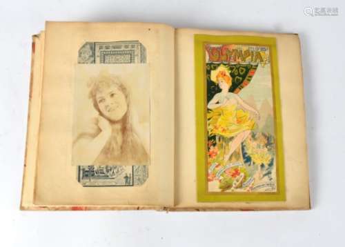 A Scrapbook of ephemera with Moulin Rouge interest, with a pencil inscription of 1890-1910, dating