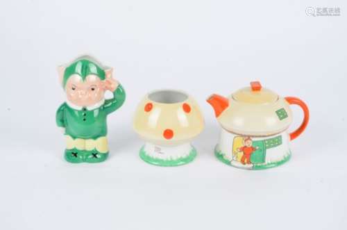 A Shelley Mabel Lucie Attwell three part tea set, part of the 'Boo Boo' range, consisting of