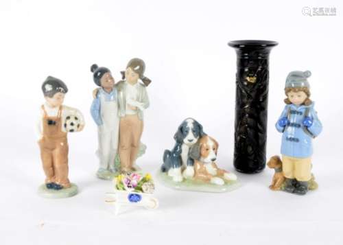 Ten Nao by Lladro porcelain figures, modelled as children and animals, together with two Royal